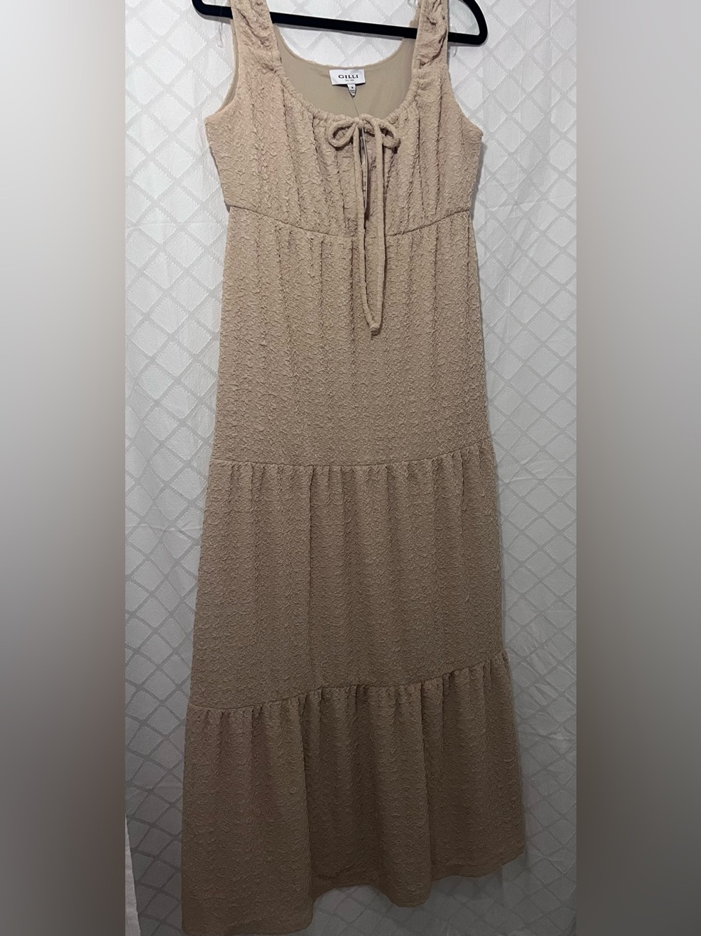 Gilli boutique Knit Tiered Maxi Dress in khaki NWT sz Medium